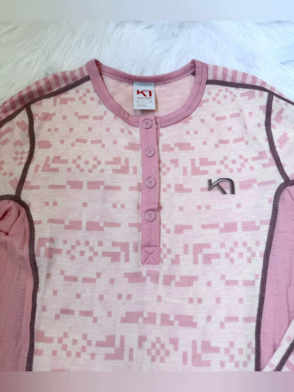 NWOT Kari Traa Long Sleeve Base Layer Merino Wool Pink 💗 - Picture 2 of 3